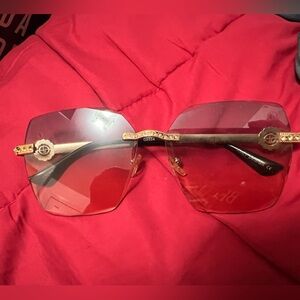 Women's Gold and Pink Sunglasses